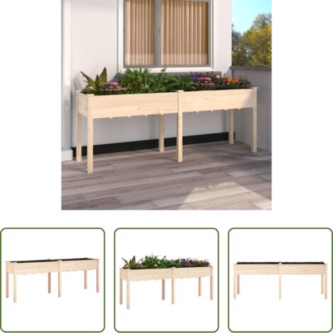 vidaXL Fioriera da giardino -  Fioriera con Fodera 203x53x76 cm Legno Massello di Abete