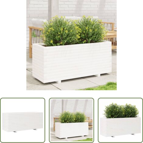 vidaXL Fioriera da giardino in legno -  Fioriera da Giardino Bianca 110x40x49,5 cm Legno Massello Pino