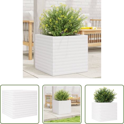 vidaXL Fioriera da giardino in legno -  Fioriera da Giardino Bianca 50x50x46 cm Legno Massello di Pino