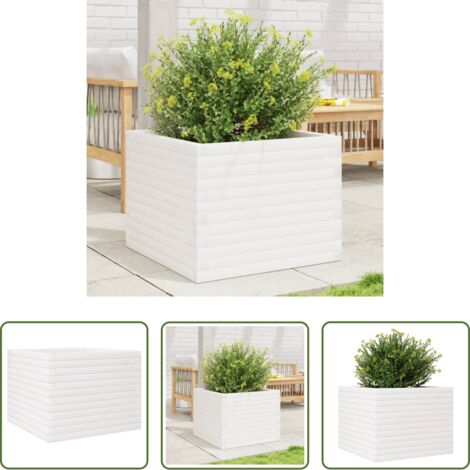 vidaXL Fioriera da giardino in legno -  Fioriera da Giardino Bianca 60x60x46 cm Legno Massello di Pino