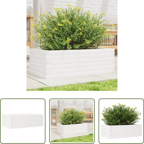vidaXL Fioriera da giardino in legno -  Fioriera da Giardino Bianca 70x40x23 cm Legno Massello di Pino