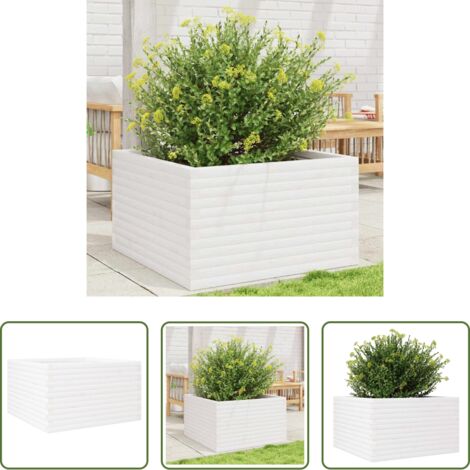 vidaXL Fioriera da giardino in legno -  Fioriera da Giardino Bianca 80x80x46 cm Legno Massello di Pino