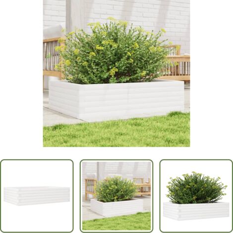 vidaXL Fioriera da giardino in legno -  Fioriera da Giardino Bianca 90x60x23 cm Legno Massello di Pino