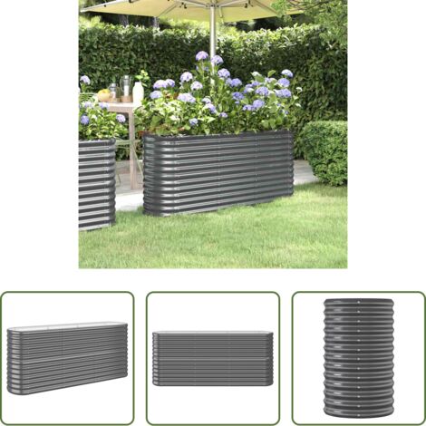 vidaXL Fioriera da giardino -  Letto da Giardino in Acciaio Zincato 152x40x68 cm Antracite