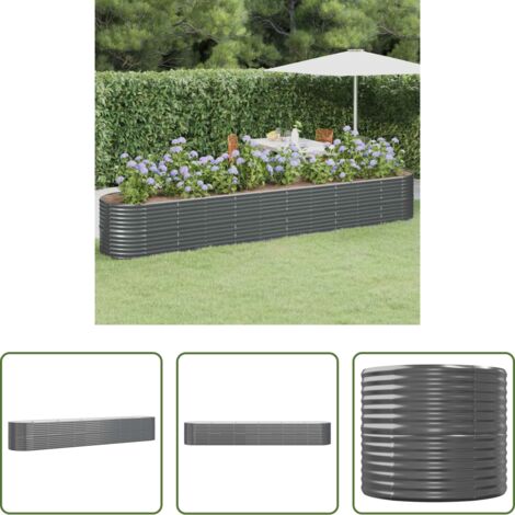 vidaXL Fioriera da giardino -  Letto da Giardino in Acciaio Zincato 440x80x68 cm Antracite