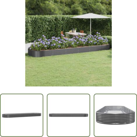 vidaXL Fioriera da giardino -  Letto da Giardino in Acciaio Zincato 523x140x36 cm Antracite