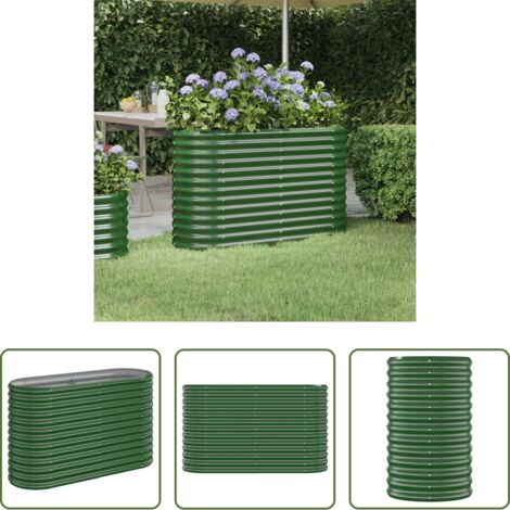 vidaXL Fioriera da giardino -  Letto Giardino Acciaio Zincato 114x40x68 cm Verde