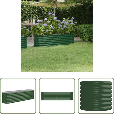 vidaXL Fioriera da giardino -  Letto Giardino Acciaio Zincato 152x40x36 cm Verde