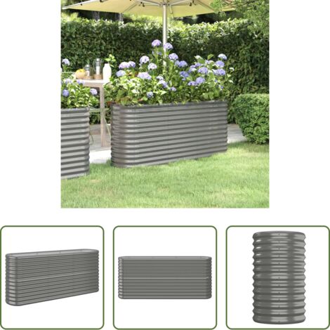 vidaXL Fioriera da giardino -  Letto Giardino Acciaio Zincato 152x40x68 cm Grigio