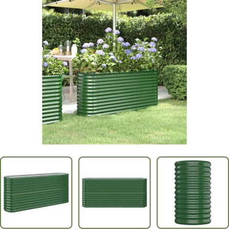 vidaXL Fioriera da giardino -  Letto Giardino Acciaio Zincato 152x40x68 cm Verde
