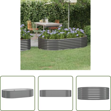 vidaXL Fioriera da giardino -  Letto Giardino Acciaio Zincato 175x100x36cm Grigio