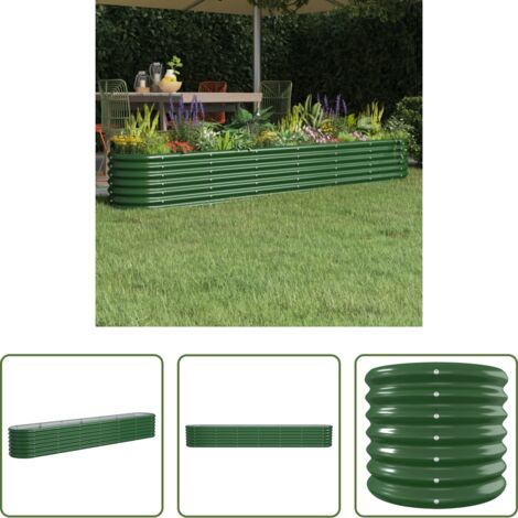 vidaXL Fioriera da giardino -  Letto Giardino Acciaio Zincato 224x40x36 cm Verde