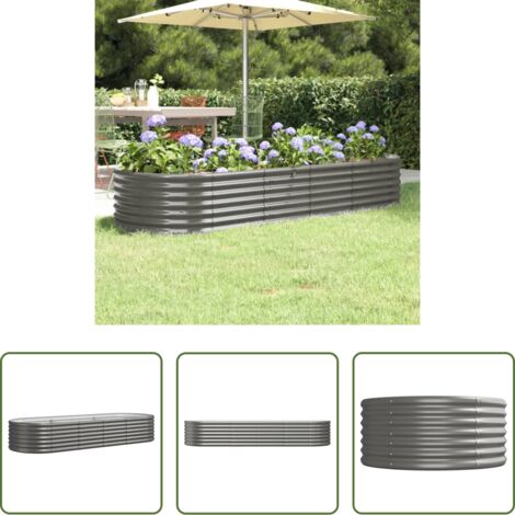 vidaXL Fioriera da giardino -  Letto Giardino Acciaio Zincato 224x80x36 cm Grigio