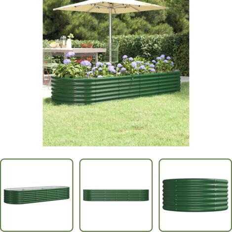 vidaXL Fioriera da giardino -  Letto Giardino Acciaio Zincato 224x80x36 cm Verde