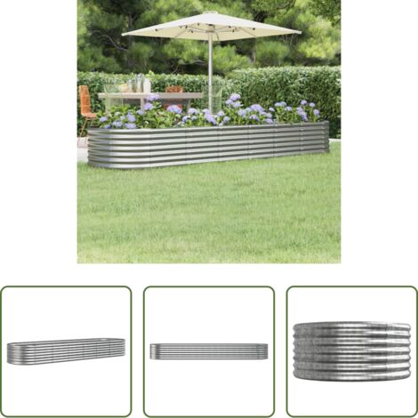 vidaXL Fioriera da giardino -  Letto Giardino Acciaio Zincato 296x80x36cm Argento