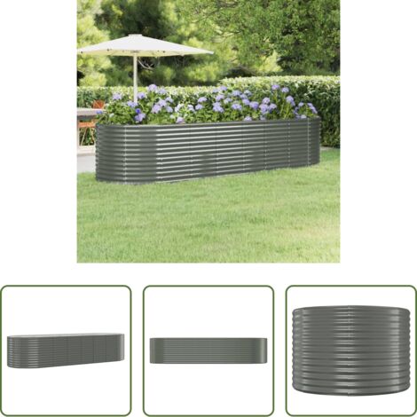 vidaXL Fioriera da giardino -  Letto Giardino Acciaio Zincato 322x100x68cm Grigio