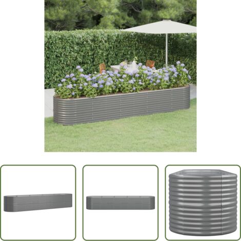 vidaXL Fioriera da giardino -  Letto Giardino Acciaio Zincato 368x80x68 cm Grigio