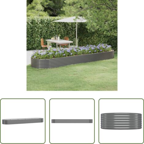 vidaXL Fioriera da giardino -  Letto Giardino Acciaio Zincato 396x100x36cm Grigio