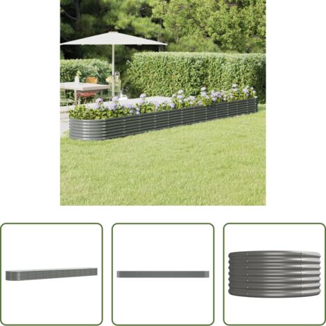 vidaXL Fioriera da giardino -  Letto Giardino Acciaio Zincato 512x80x36 cm Grigio
