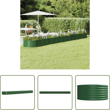 vidaXL Fioriera da giardino -  Letto Giardino Acciaio Zincato 512x80x36 cm Verde