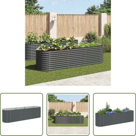 vidaXL Fioriera da giardino -  Letto Rialzato Giardino 320x80x81 cm in Acciaio Zincato Grigio
