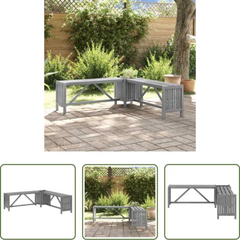 vidaXL Fioriera da giardino -  Panca Giardino Angolare e Fioriera 117cm Massello Acacia Grigia