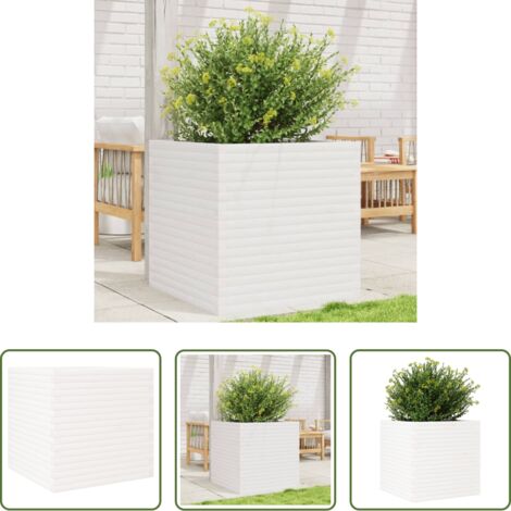 vidaXL Fioriera da patio -  Fioriera da Giardino Bianca 70x70x68,5cm Legno Massello di Pino