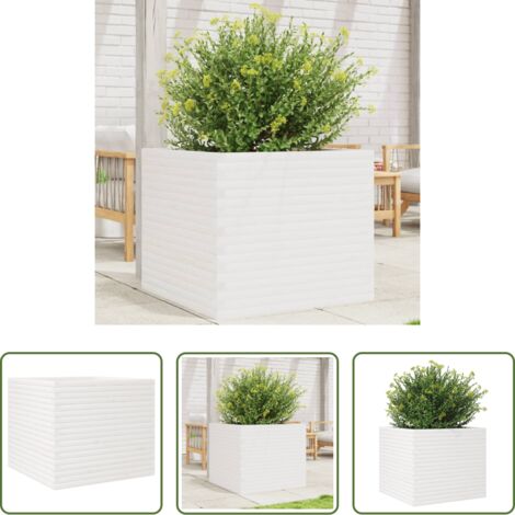 vidaXL Fioriera da patio -  Fioriera da Giardino Bianca 80x80x68,5cm Legno Massello di Pino