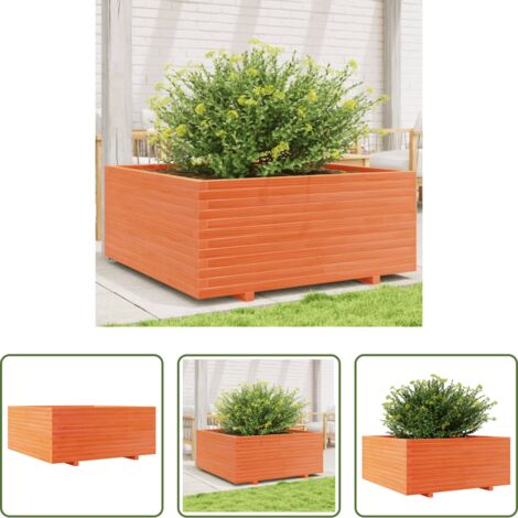 vidaXL Fioriera da patio -  Fioriera Giardino Marrone Cera 110x110x49,5 Legno Massello Pino