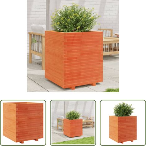 vidaXL Fioriera da patio -  Fioriera Giardino Marrone Cera 60x60x72,5cm Legno Massello Pino