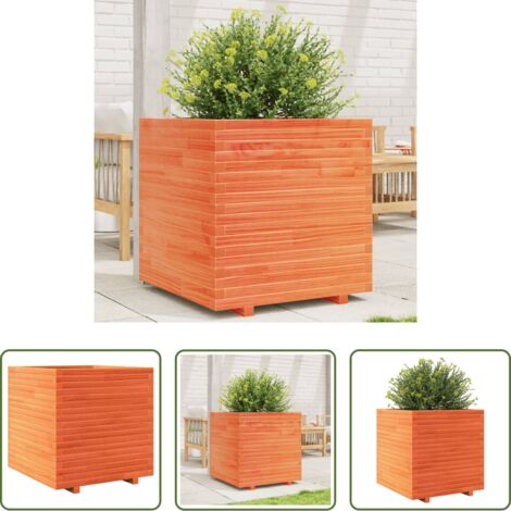 vidaXL Fioriera da patio -  Fioriera Giardino Marrone Cera 70x70x72 cm Legno Massello Pino