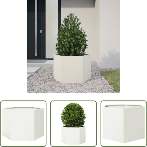 vidaXL Fioriera esagonale -  Fioriera da Giardino Bianca Esagono 69x60x45 cm in Acciaio