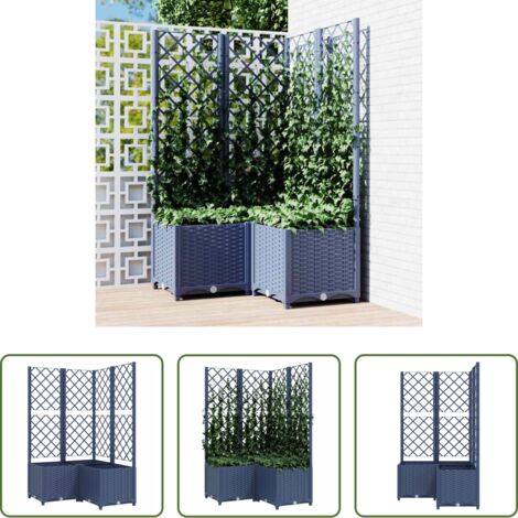 vidaXL Fioriera esterna -  Fioriera da Giardino con Graticcio Grigio Blu 80x80x136 cm PP