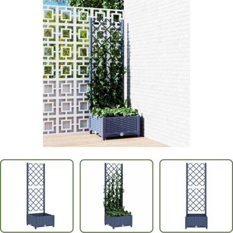 vidaXL Fioriera esterna -  Fioriera da giardino con traliccio blu grigio 40x40x121,5 cm PP