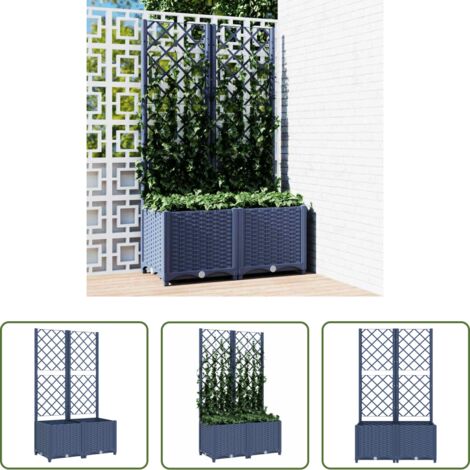 vidaXL Fioriera esterna -  Fioriera da giardino con traliccio blu grigio 80x40x136 cm PP