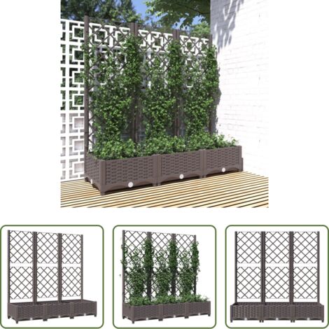 vidaXL Fioriera esterna -  Fioriera da giardino con traliccio marrone 120x40x121,5 cm PP