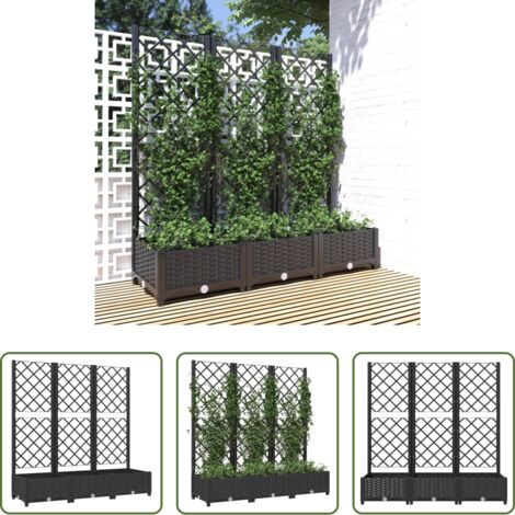 vidaXL Fioriera esterna -  Fioriera da giardino con traliccio nera 120x40x121,5 cm PP