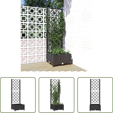 vidaXL Fioriera esterna -  Fioriera da giardino con traliccio nera 40x40x121,5 cm PP