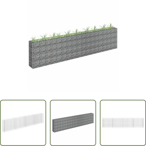 vidaXL Fioriera -  Gabbione Letto Rialzato in Acciaio Zincato 360x30x90 cm