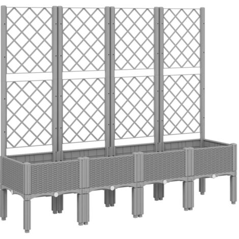 vidaXL Fioriera Giardino con Traliccio Grigio Chiaro 160x40x142 cm PP