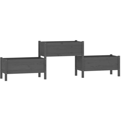 vidaXL Fioriera Grigia 245,5x44x75 cm in Legno Massello di Pino