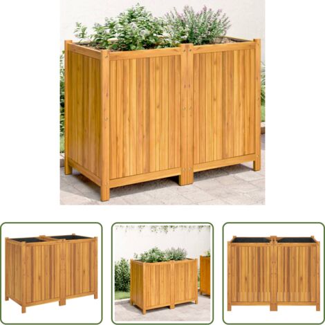 vidaXL Fioriera in acacia -  Fioriera Giardino con Rivestimento 100x50x75 cm Massello Acacia