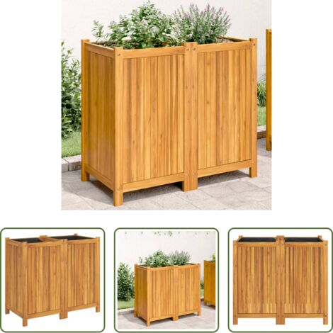 vidaXL Fioriera in acacia -  Fioriera Giardino con Rivestimento 84x42x75 cm Massello Acacia
