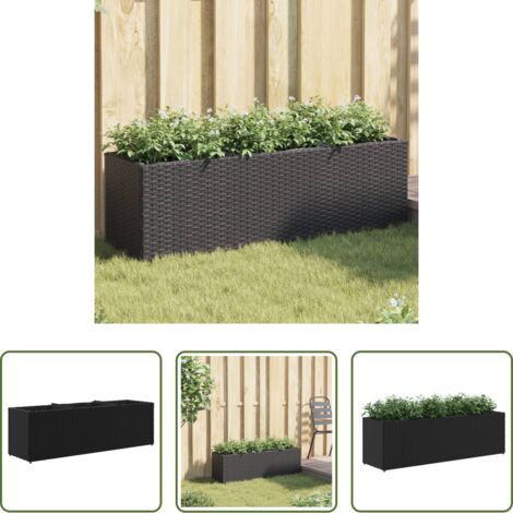 vidaXL Fioriera in acciaio -  Fioriera da Giardino con 3 Vasi Nera 105x30x32 cm in Polyrattan