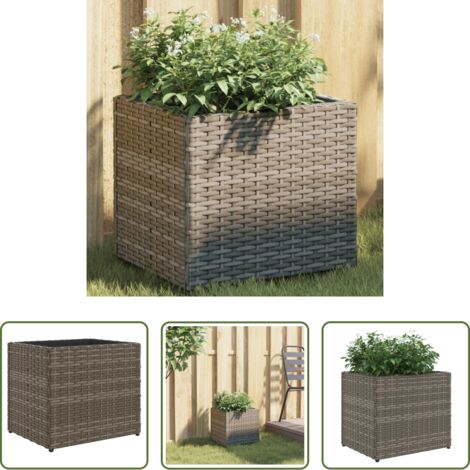 vidaXL Fioriera in acciaio -  Fioriera da Giardino Grigia 36x30x32 cm in Polyrattan