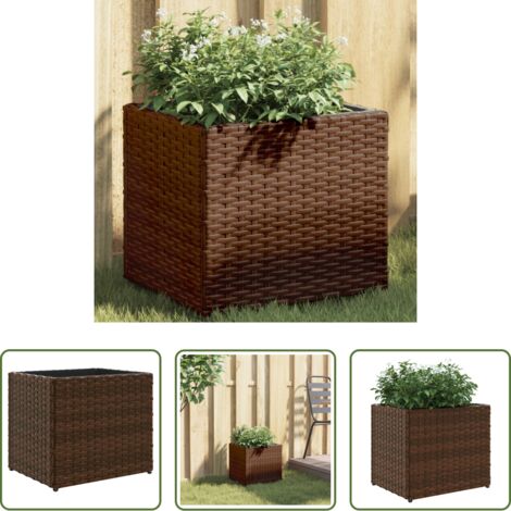 vidaXL Fioriera in acciaio -  Fioriera da Giardino Marrone 36x30x32 cm in Polyrattan