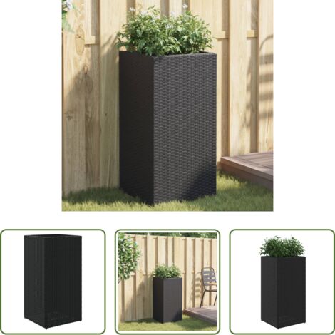 vidaXL Fioriera in acciaio -  Fioriera da Giardino Nera 40x40x80 cm in Polyrattan