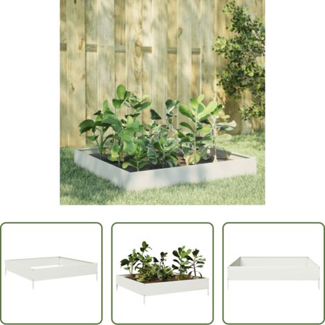 vidaXL Fioriera in acciaio -  Fioriera Rialzata da Giardino Bianca 100x100x26 cm in Acciaio