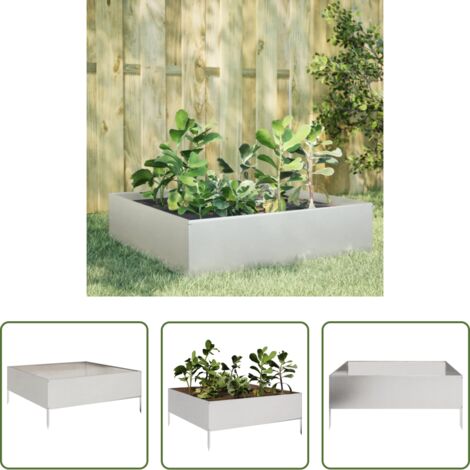 vidaXL Fioriera in acciaio inox -  Fioriera Rialzata da Giardino 100x100x25 cm in Acciaio Inox
