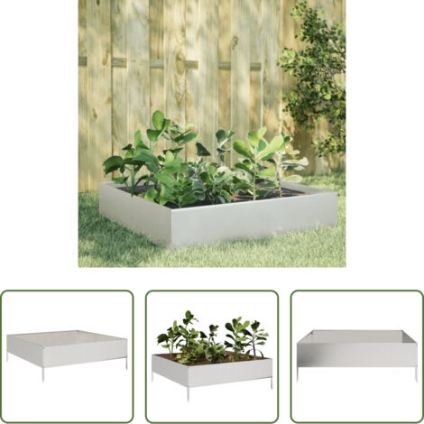 vidaXL Fioriera in acciaio inox -  Fioriera Rialzata da Giardino 100x100x33,5 cm in Acciaio Inox